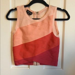 Bebe crop bandage mesh pink top size s
